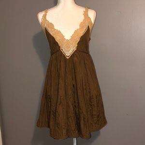 Free People Gold crochet detailed and backless dress💛